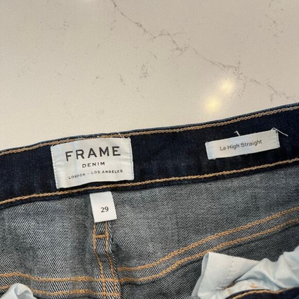Frame Denim Le High Straight Raw Stagger Jeans In Cabana Size 29 - Picture 6 of 11